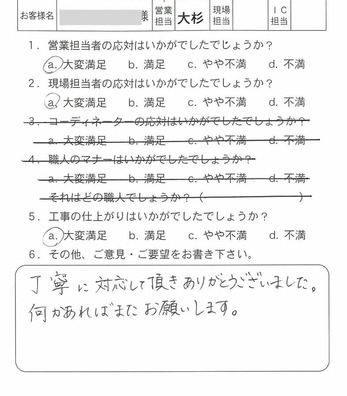 丁寧に対応して頂きありがとうございました。