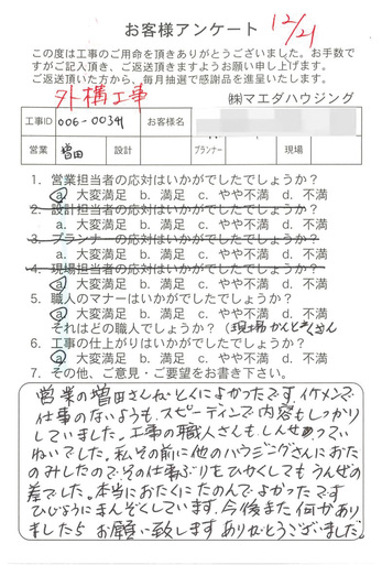 営業の増田さんがとくによかったです。